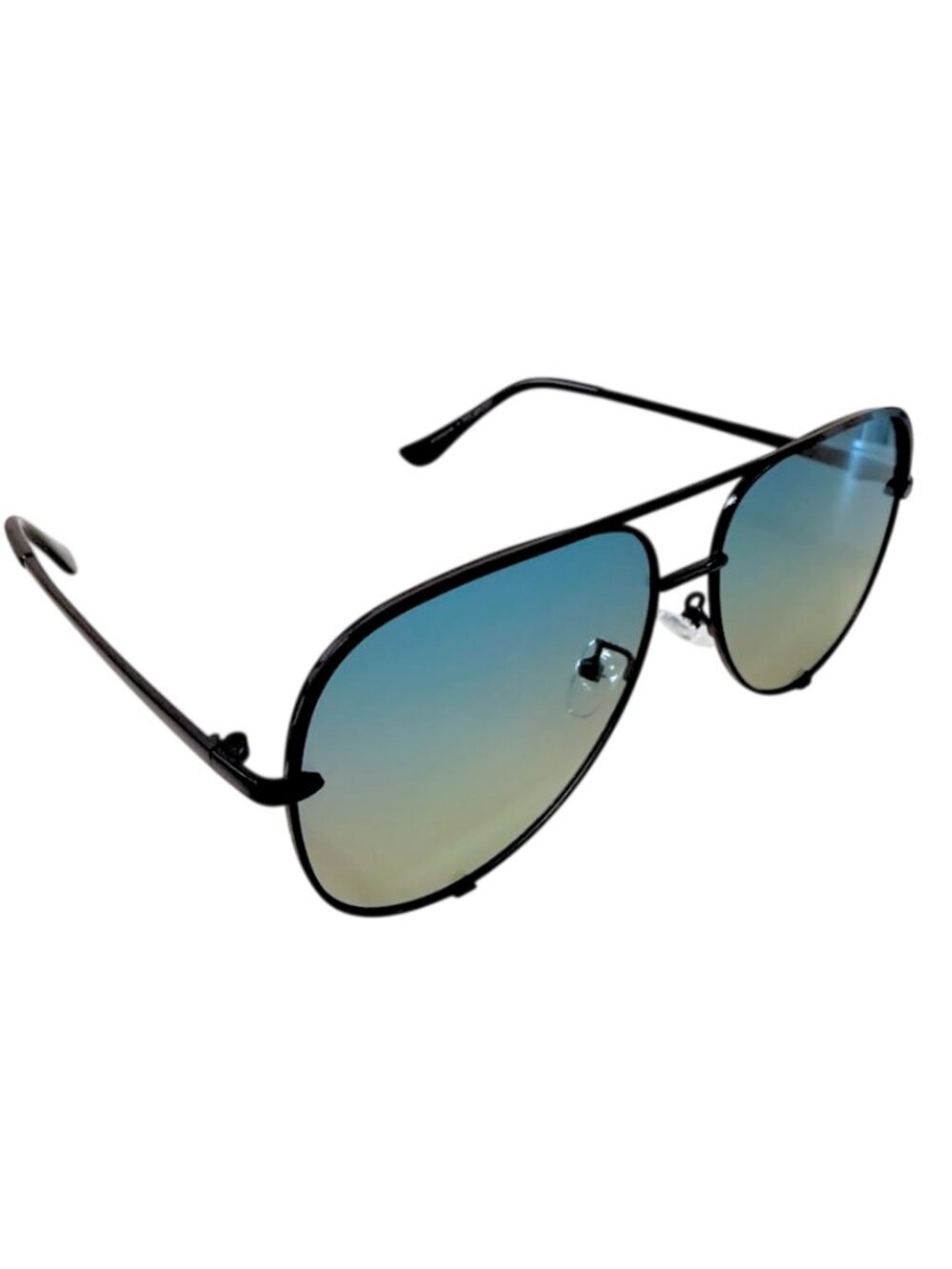 Classic Aviator Sunglasses – Black Metal Frame | Blue Yellow Gradient UV400